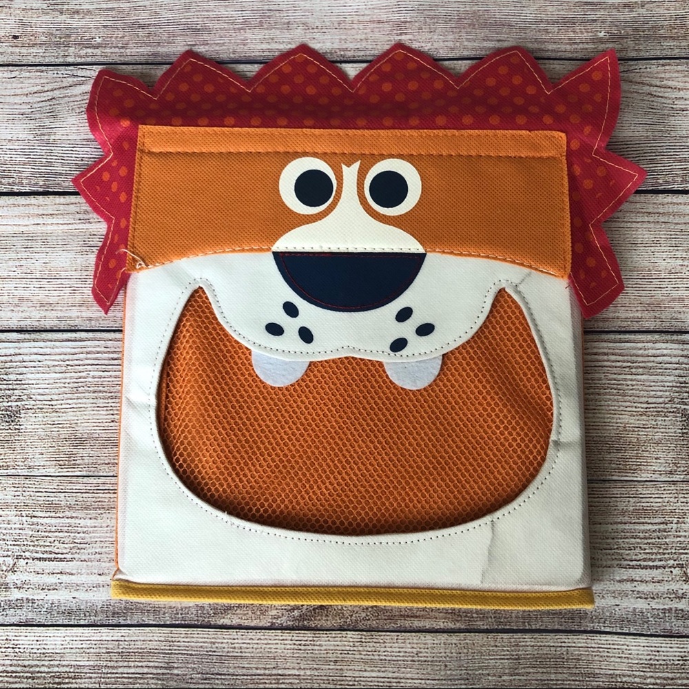 Orange Lion Canvas Bin Kids Storage Organization